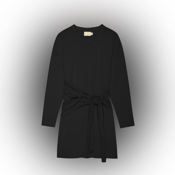 Nation LTD Gloria Wrap Dress Black 100% Cotton Women’s Small Minimialist - Picture 2 of 8